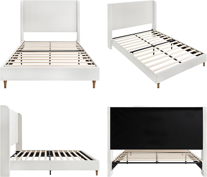 Queen Size Upholstered Bed Frame, Harper 54" Tall Headboard Platform Beds - Image 9