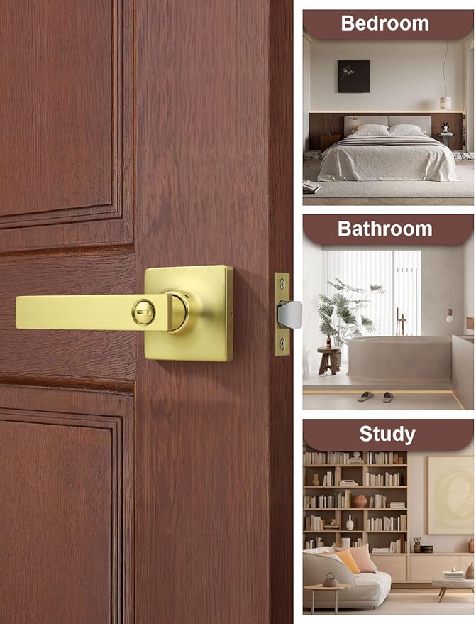 Mengico 5 Pack Gold Privacy Lever Door Handle Interior - Image 6