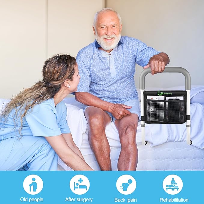 Moodooy Bed Rail for Elderly, Bed railings for Seniors, Sturdy and Stable - Image 4