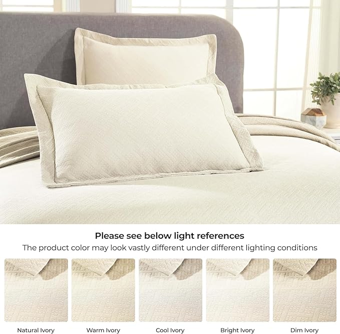 Superior 3 Piece Basketweave Cotton Bedspread Set, Home Bed Decor, Decorative - Image 7