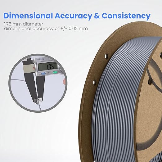 ELEGOO PLA Filament 1.75mm Gray 2KG, 3D Printer Filament Dimensional Accuracy - Image 3