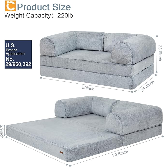 COMAX Folding Sofa Bed Queen, Foldable Couch Bed, Fold Out Futon Chair Sleeper - Image 3