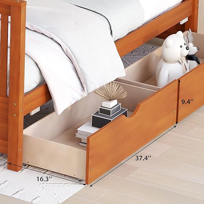 Merax Wood Bunk Bed with Drawers, Convertible Wood Bunk Bed with Ladders and - Image 6