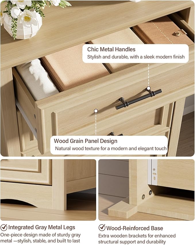 Farmhouse 5 Drawers Dresser, 45.5" H Modern Country Storage Dressers - Image 6