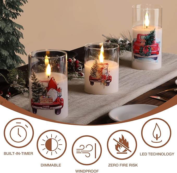 Eywamage Christmas Glass Flameless Candles - Image 5