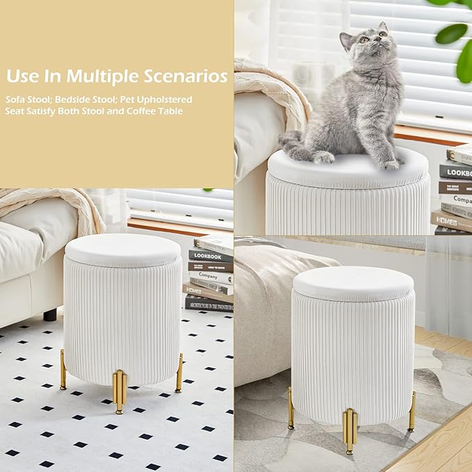 Mxfurhawa Round Ottoman Foot Stool - Image 5