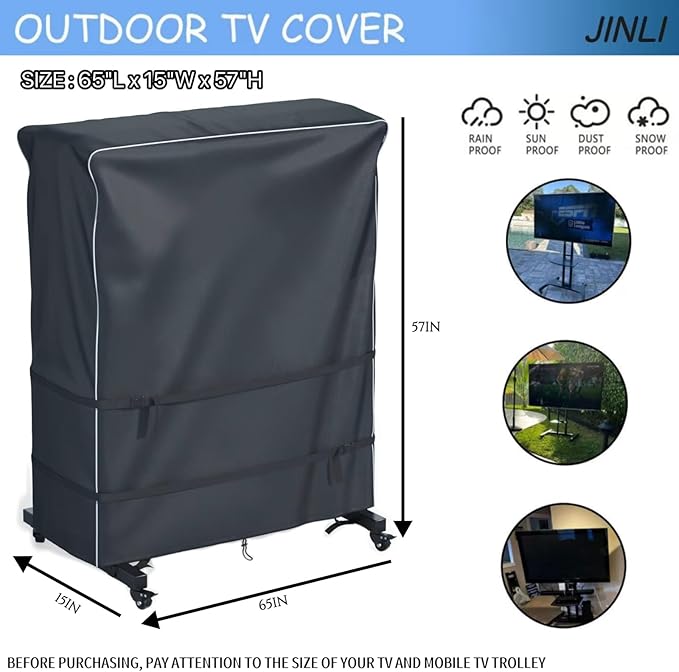 JINLI 65-70 inch outdoor TV trolley cover, courtyard TV cover, Oxford fabric - Image 2