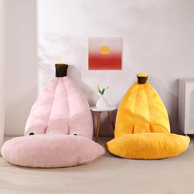 Banana Bean Bag Chair with Ottoman, Floor Sofa Bed with Footrest, Comfy - Image 8