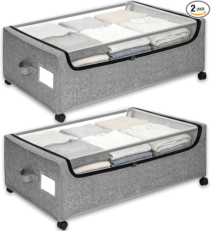 Under Bed Storage with Wheels, Underbed Storage Bins, XXXL 85L 11 inches by JALUNIVERSALTRI