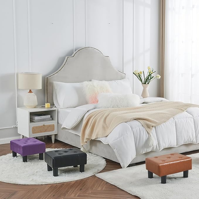 BRIAN & DANY Small Foot Stool, Leather Foot Stools - Image 2