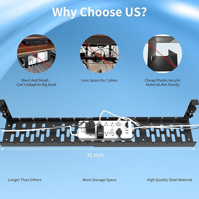 31Inch Extendable Under Desk Cable Management Tray, 31 Inch x 4.33 Inch - Image 5