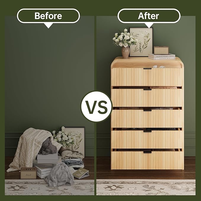 FURSUN Fluted 5 Drawers Dresser - Image 4