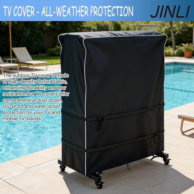 JINLI 70-75 inch outdoor TV trolley cover, courtyard TV cover, Oxford fabric - Image 8