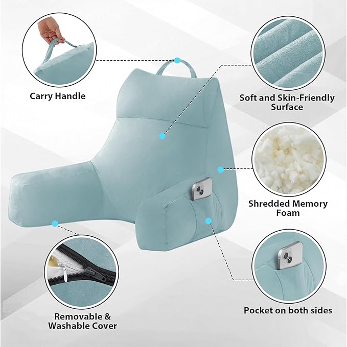 IPYNBAP Back Pillow for Bed Sitting up, Reading Pillow for Sitting in Bed Adult - Image 3
