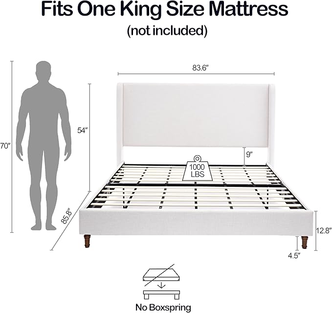 Harper Upholstered Bed with 54" Tall Headboard - Image 2
