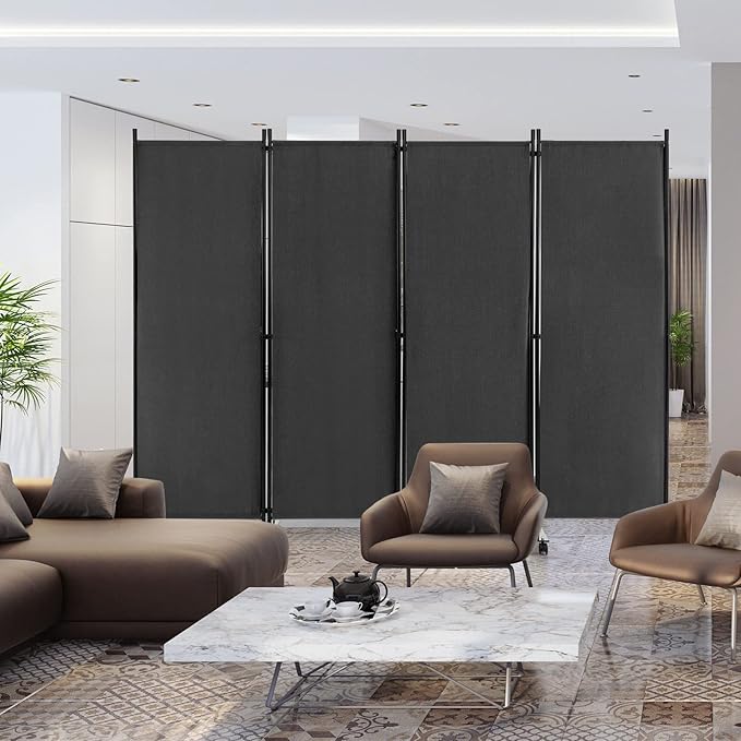 GOFLAME 4 Panel Folding Room Divider, 6FT Rolling Privacy Screen - Image 2