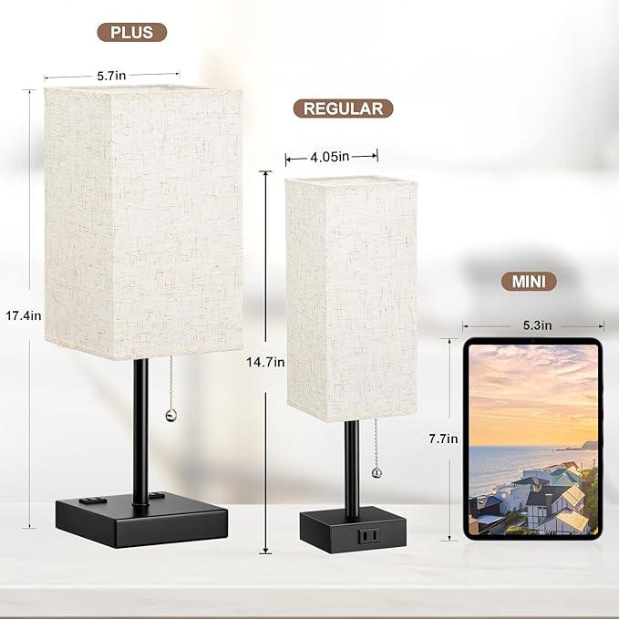 Table Lamps for Bedroom Set of 2 Nightstand - Image 2