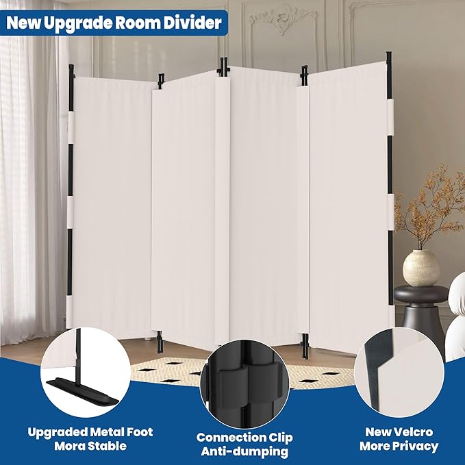 Room Divider, 4 Panel Upgraded Folding Privacy Screen, 88” Highly Secretive - Image 2