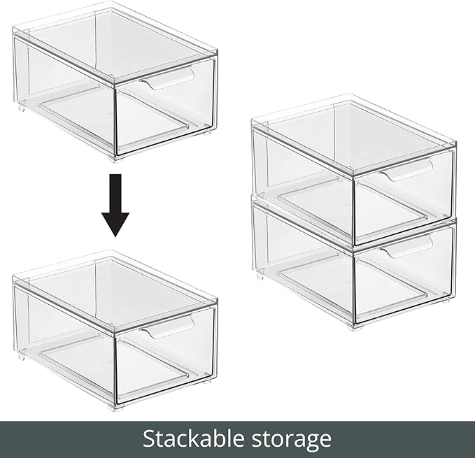 mDesign Plastic Bathroom Organizer Bin w/Pull Out Drawer - Image 4