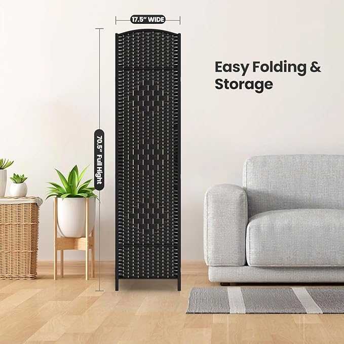 4 Panel Room Divider, 6Ft Folding Privacy Screen, Tall - Image 7