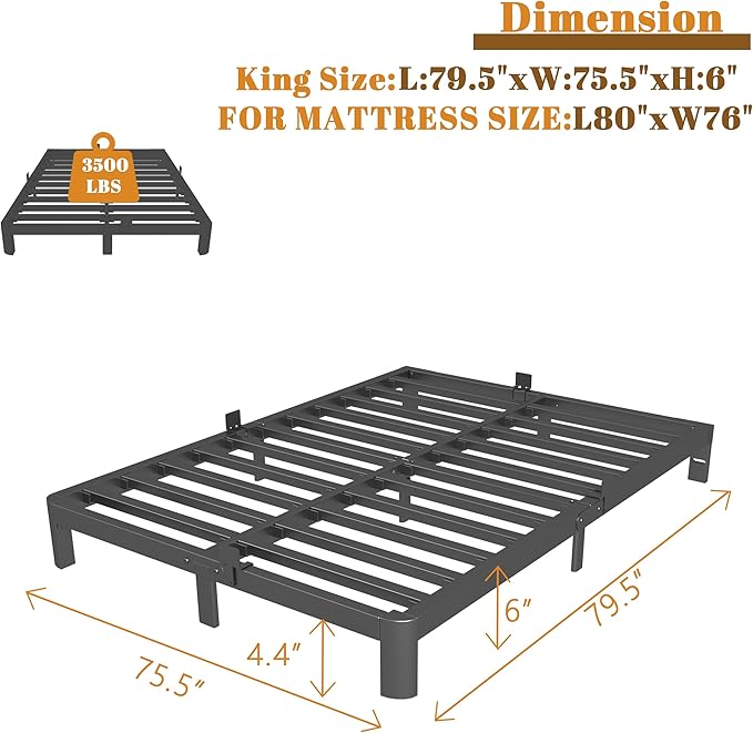 6 Inch King Size Bed Frame - Image 2