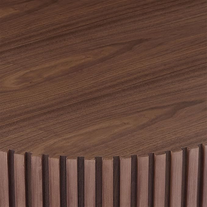 LKTART Round Coffee Table for Living Room, Accent Fluted Drum Coffee Table - Image 3