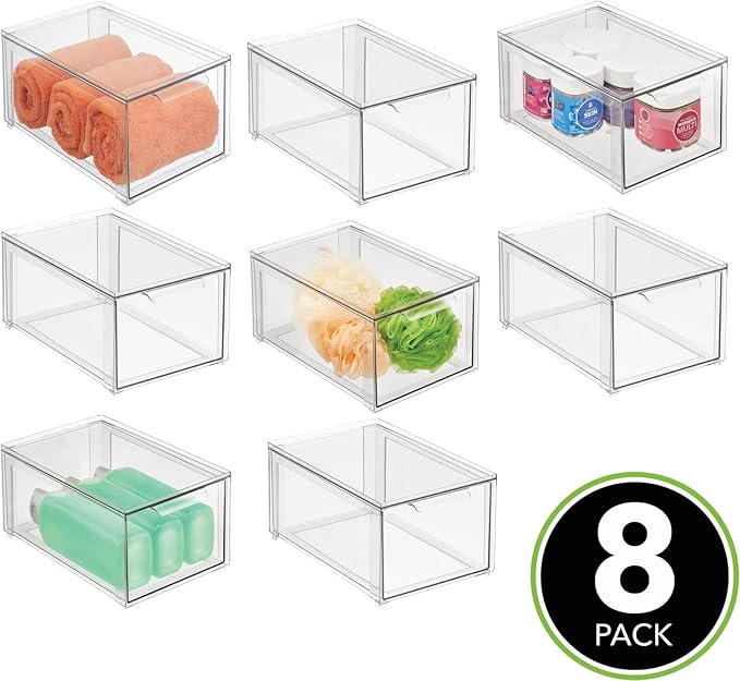 mDesign Plastic Stackable Bathroom Storage Organizer Bin - Image 4