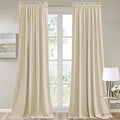 StangH Beige Curtains 105 inches Long Elegant Velvet Thermal Curtains by StangH