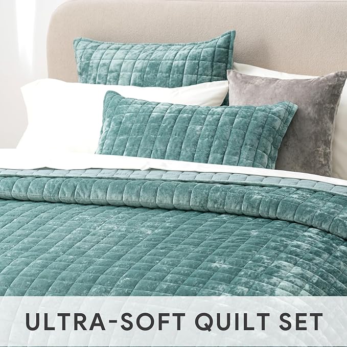 RECYCO Luxury Velvet Quilt Set King Size, Lightweight Velvet Comforter Set - Image 5