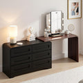 6 Drawer Dresser with Extendable Table, L-Shaped Desk Vanity Combo, Modern by SOLACEFURNITURE