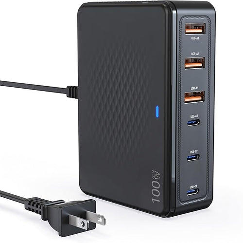100W USB C Fast Charger, GaN III 6 Port PD+QC Multiport Charging Station by TTC