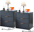 LEYAOYAO 23" Wide Fluted Farmhouse Night Stand Set of 2 by LEYAOYAO-Findtheshiningpointofyourideallife%EF%BC%81