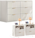 LEYAOYAO 48" Wide Fluted Dresser and 2 Drawers 23" Nightstand Set of 2 by LEYAOYAO-Findtheshiningpointofyourideallife%EF%BC%81