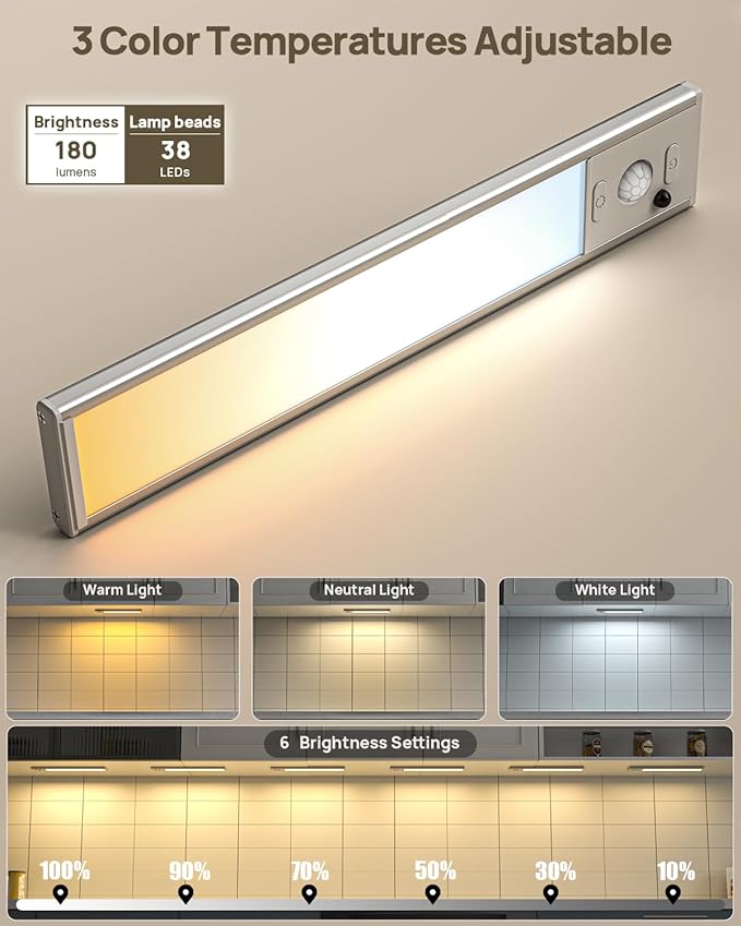 Under Cabinet Lights Wireless, Motion Sensor Light Indoor Closet Lights - Image 6
