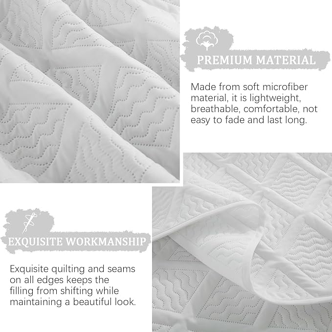 Yiran White Quilt Set King Size Fall Bedspreads Embossed Diamond Pattern 3 - Image 6