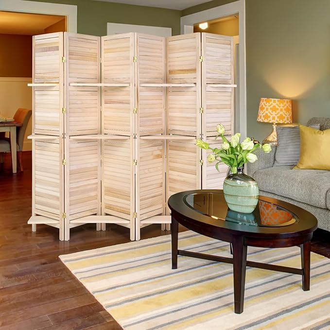 Bonnlo Wood Room Divider Privacy Screen, 5.9 Ft Tall Folding Partition Wall - Image 7