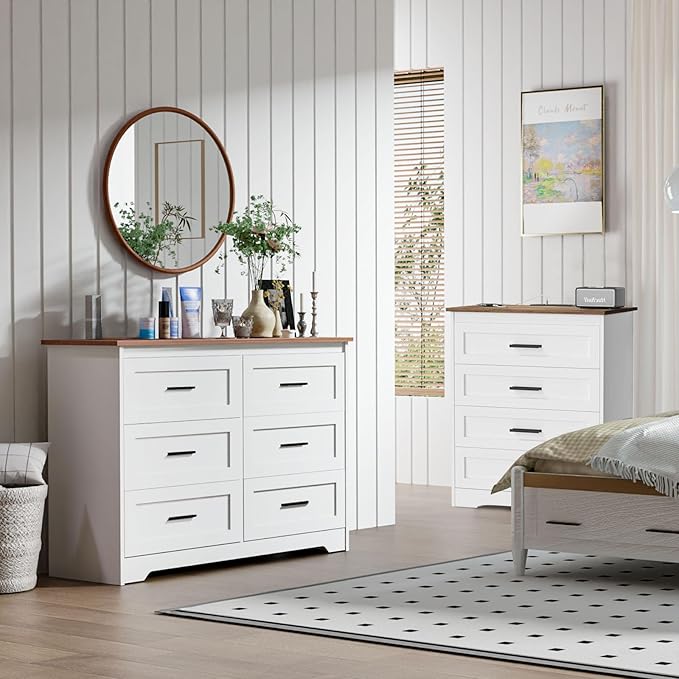 GEPELCN Farmhouse Dresser for Bedroom 6 Drawers Dresser - Image 2