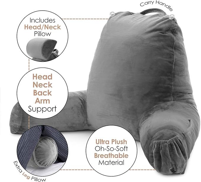 Nestl Reading Pillow with Shredded Memory Foam Includes 2 Neck and Lumber - Image 3