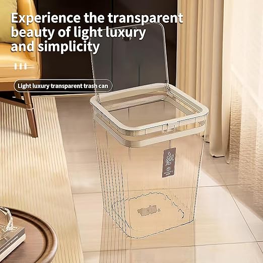 Bathroom Trach Can with Lid, 2.6 Gallon Grabage Can, Plastic Transparens Waste - Image 6