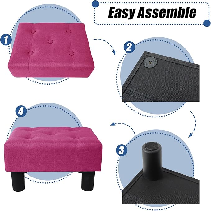 BRIAN & DANY Small Foot Stool, Linen Foot Stools - Image 5