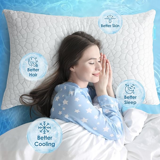 Cooling Pillows Queen Size Set of 2 Shredded Memory Foam Pillows - Image 5