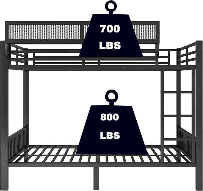 Upgraded Version Thicken Metal Heavy-Duty Queen Over Queen Bunk Bed - Image 7