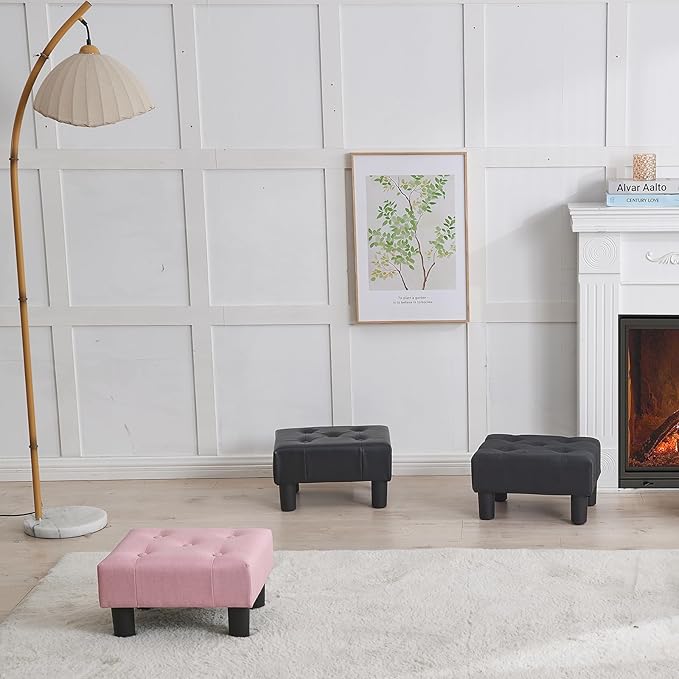 BRIAN & DANY Small Foot Stool, Leather Foot Stools - Image 7