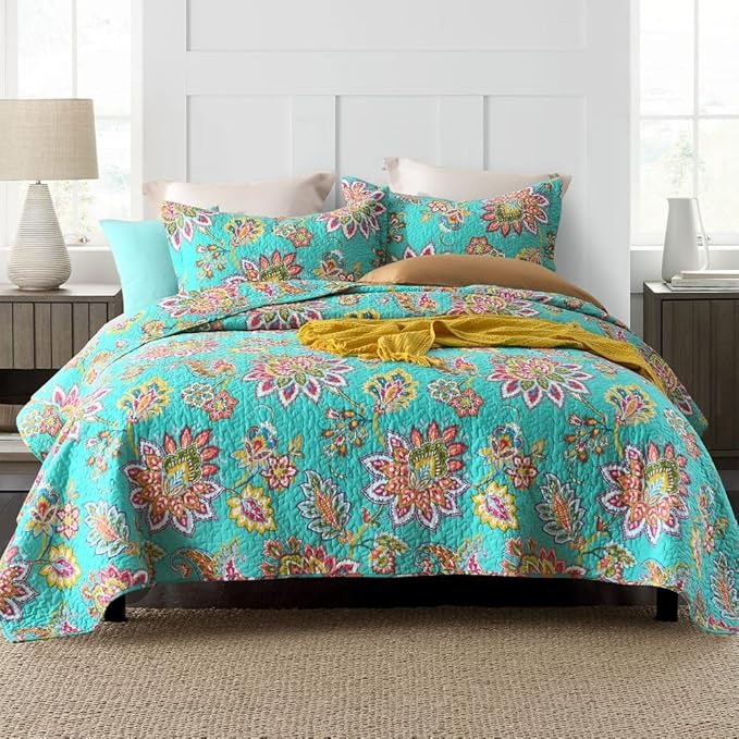 Cotton Bedspread Quilt Sets Reversible Bedding Coverlet Sets Comforter Paisley by Unknown
