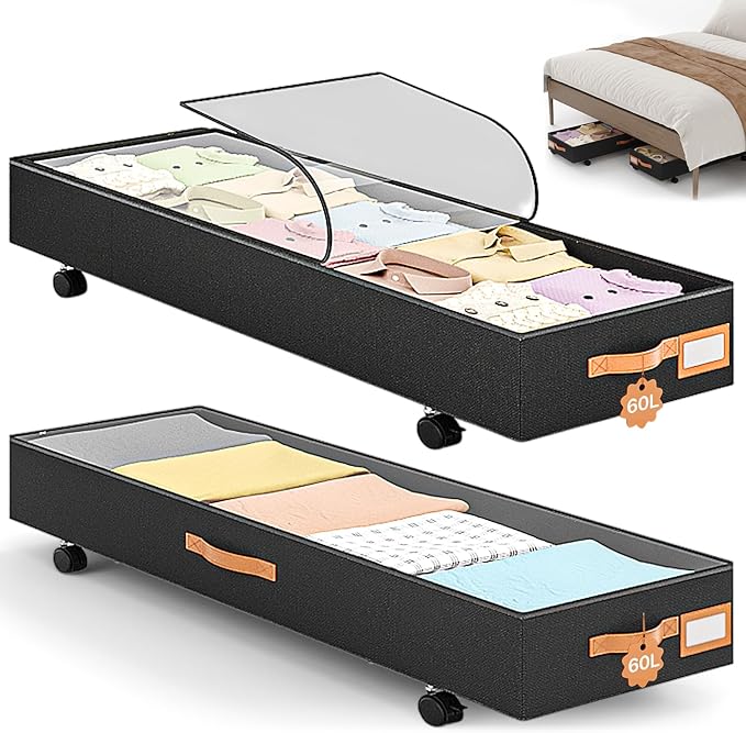 Under Bed Storage with Wheels 39inch, Extra Long Underbed Storage Containers by Unknown