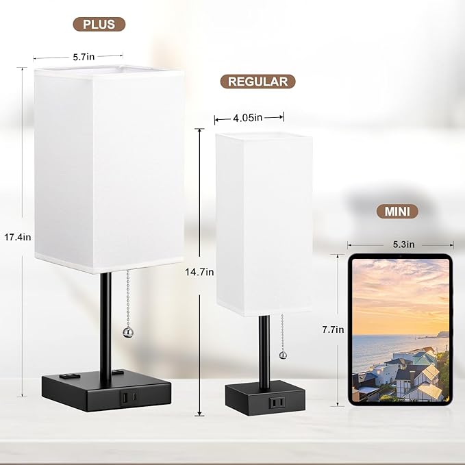 17.4In Tall Table Lamps for Bedroom Set of 2 - Image 8