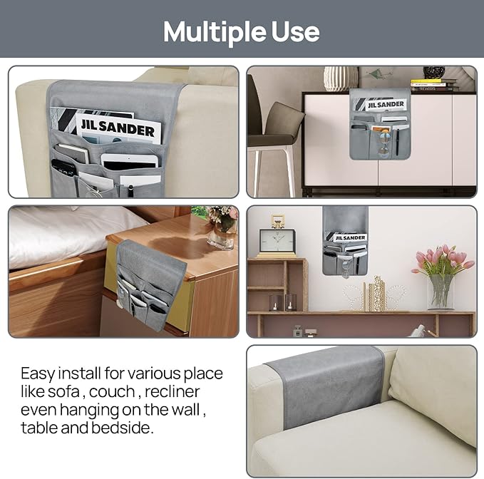 Teniux Remote Control Holder Faux Leather Armrest Organizer - Image 5