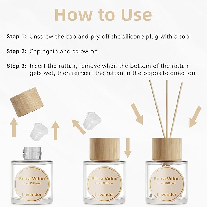 Binca Vidou Reed Diffuser Set, Lavender Osmanthus Orange&Lemon Scent Oil - Image 6