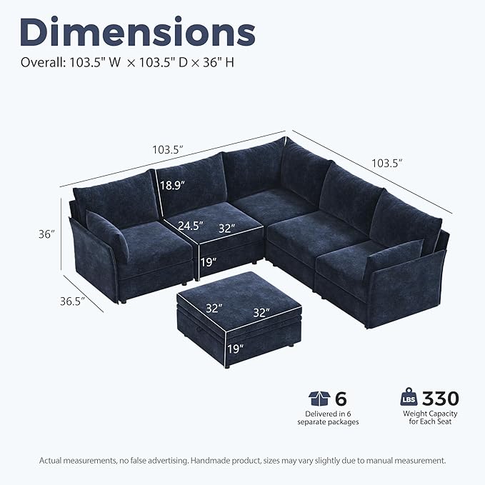 ABCASA 103.5" Oversized Modular Sectional Sofa, L Shaped Convertible Couch - Image 2