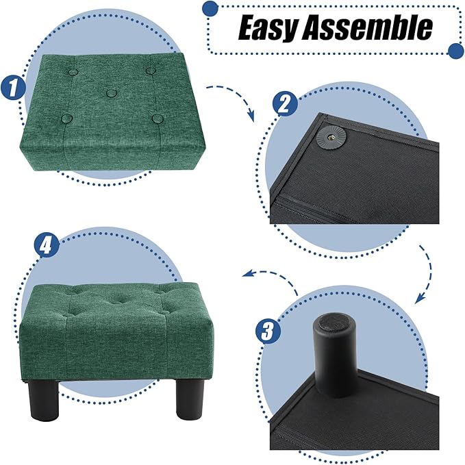 BRIAN & DANY Small Foot Stool, Linen Foot Stools - Image 5